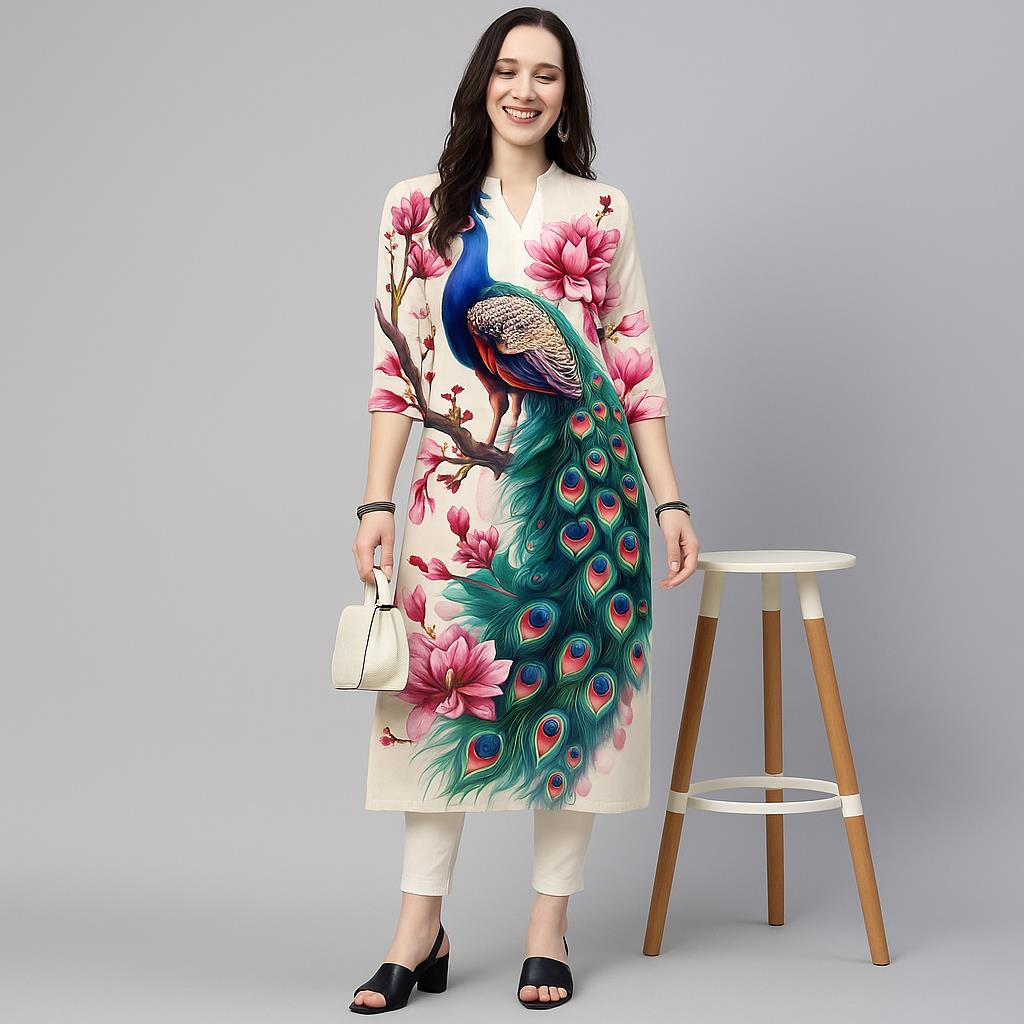 Peacock Women's Kurt Casual Fa - Ethnic Fashion Kurtis ulasan dan harga