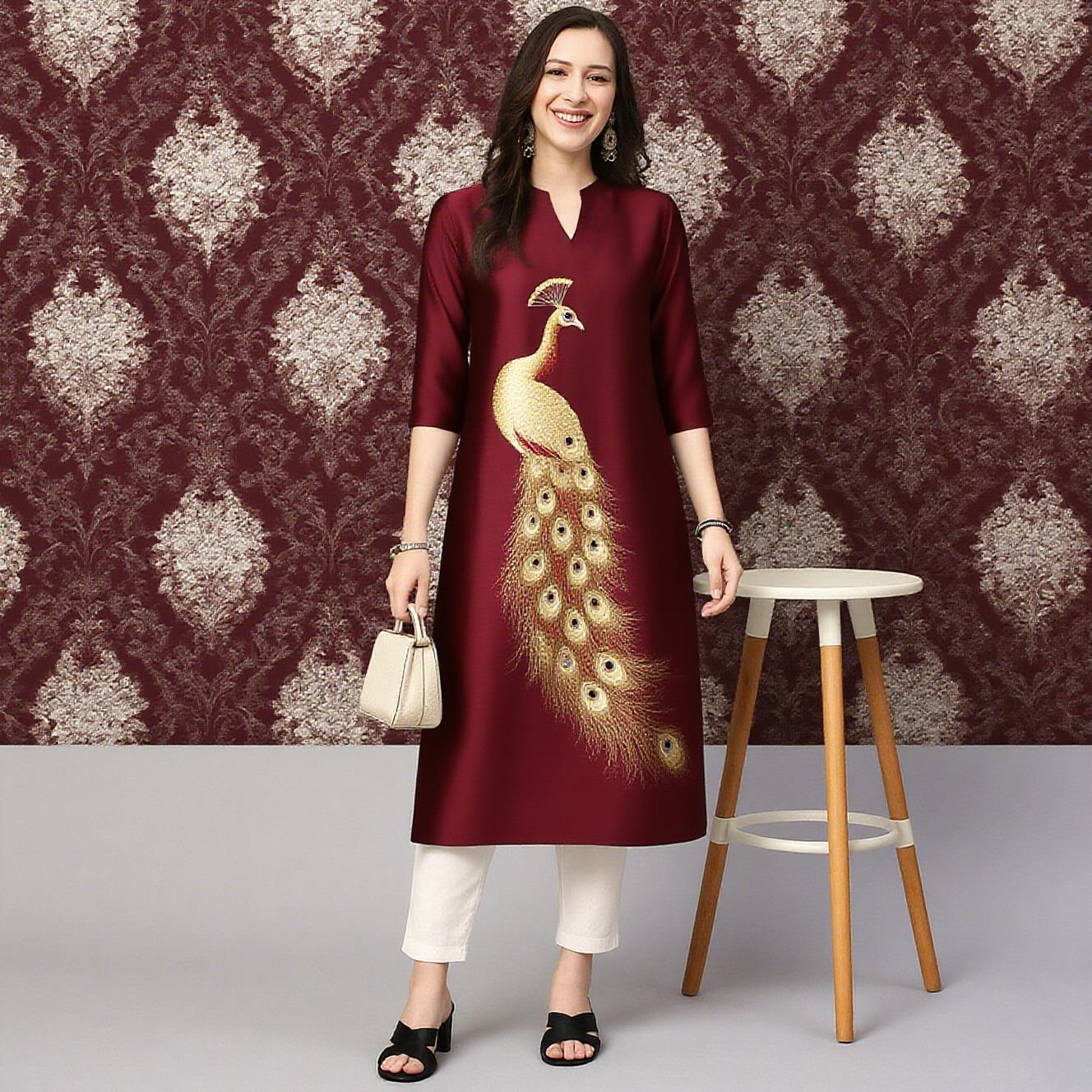 Peacock Women's Kurt Casual Fa - Ethnic Fashion Kurtis ulasan dan harga