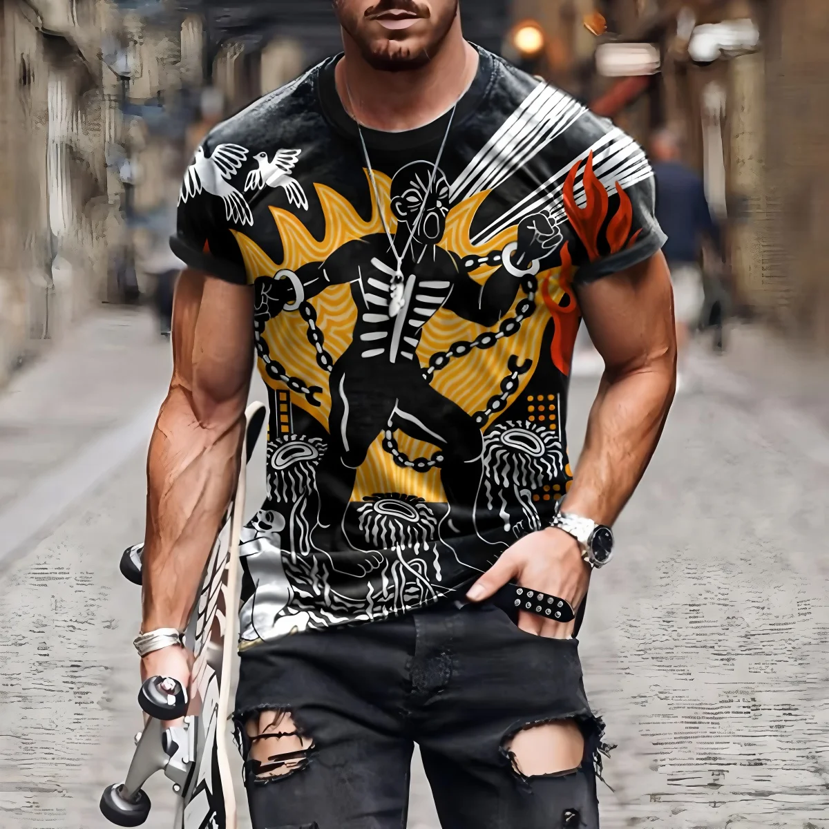 Vintage Ethnic Style Pattern T - Men'S Ethnic Fashion Trends ulasan dan harga