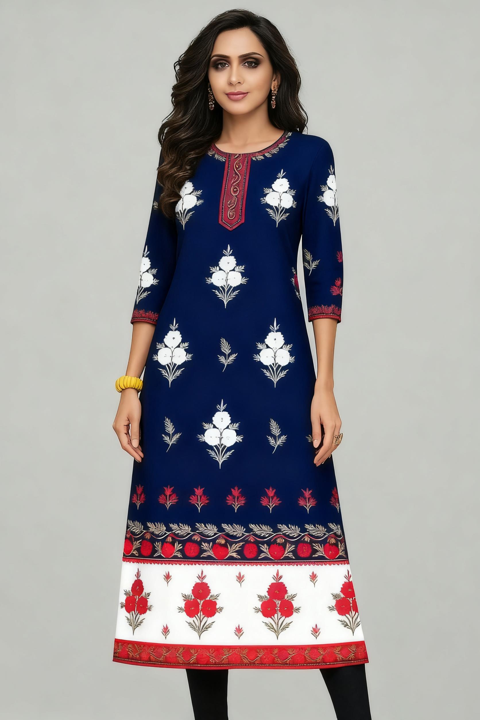 Muslim Kurt Flowers Women's Fa - Ethnic Fashion Kurtis ulasan dan harga