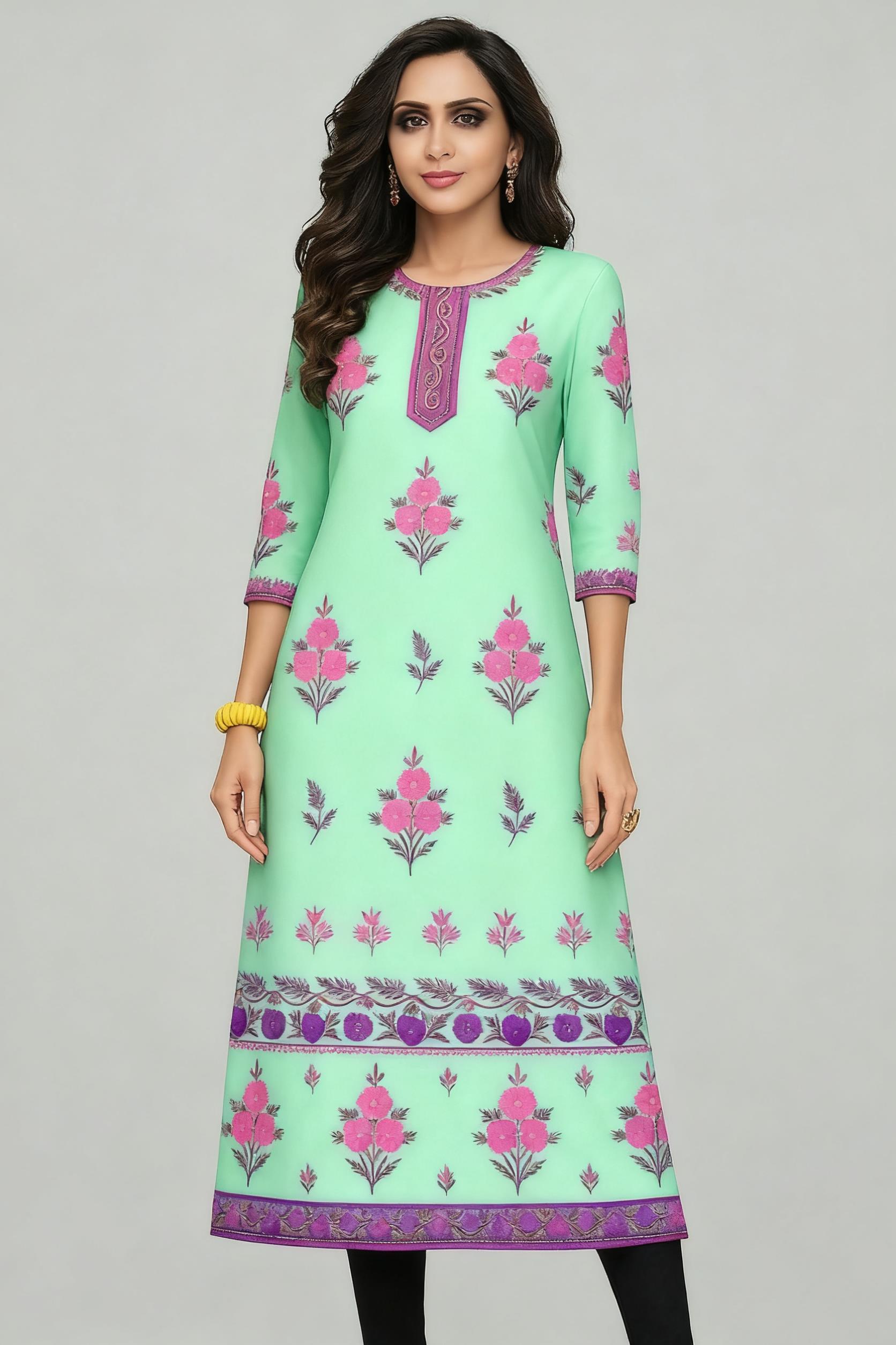 Muslim Kurt Flowers Women's Fa - Ethnic Fashion Kurtis ulasan dan harga