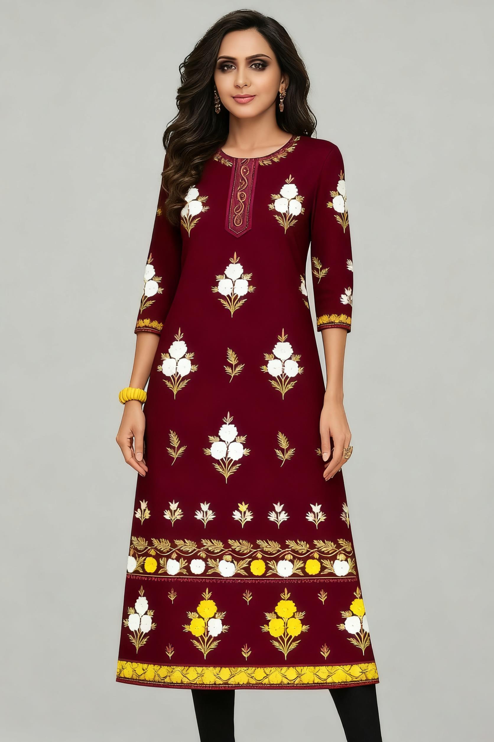 Muslim Kurt Flowers Women's Fa - Ethnic Fashion Kurtis ulasan dan harga