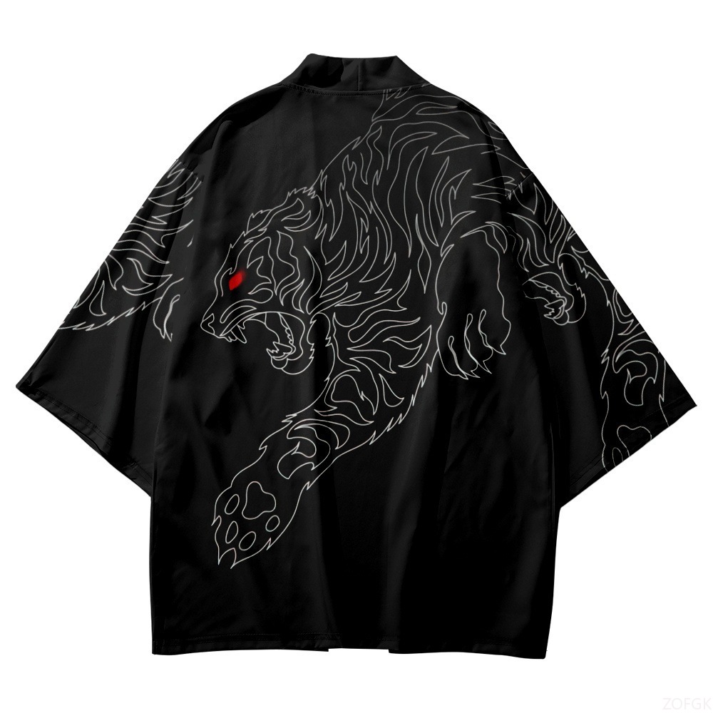 Black Kimono Open Collar Men's - Haori Japanese Jacket ulasan dan harga