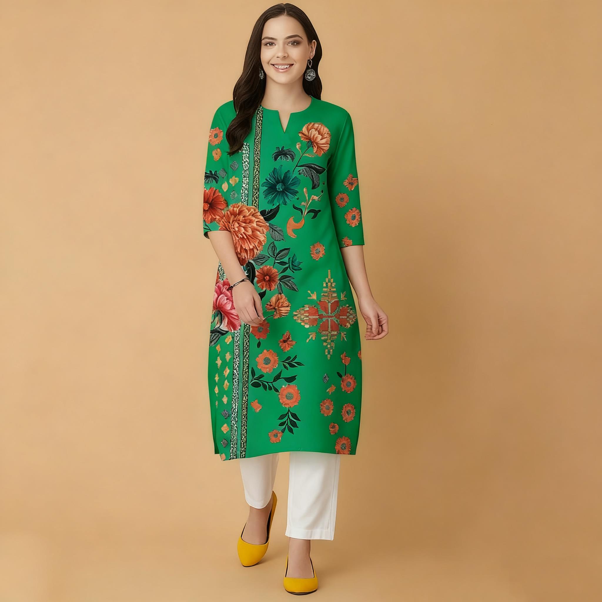 Muslim Flowers Kurt Christmas  - Ethnic Fashion Kurtis ulasan dan harga